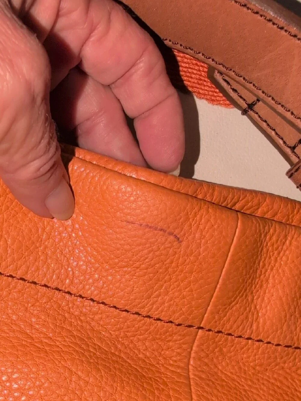 Fossil Explorer Orange Leather Foldover Convertible Crossbody Tote - Picture 16 of 16
